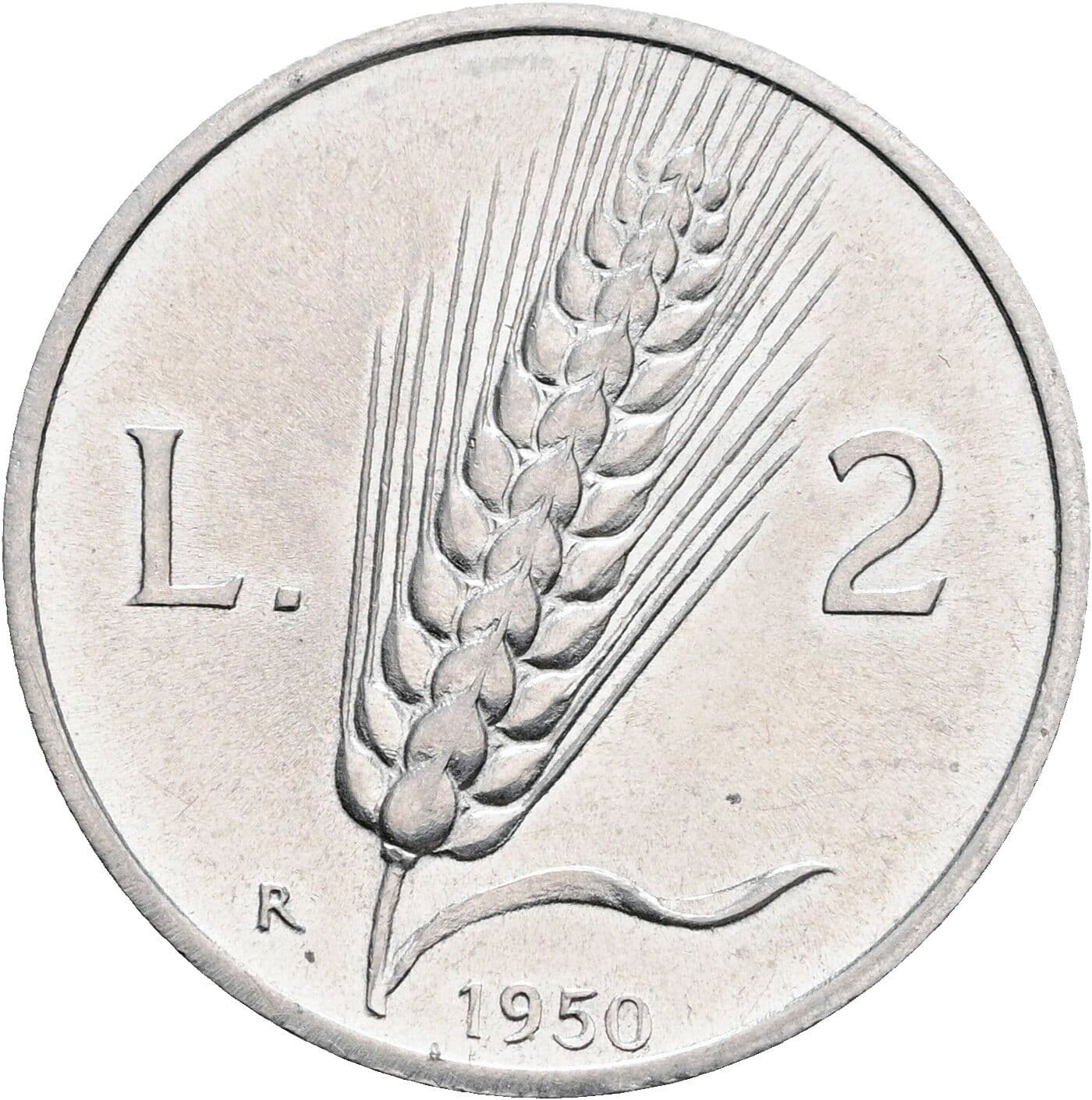 2 Lire 1950 – Rückseite