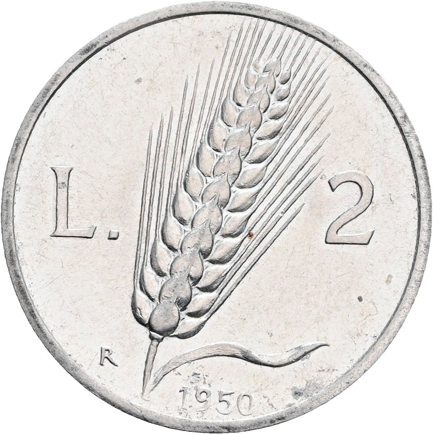2 Lire 1950 – Rückseite