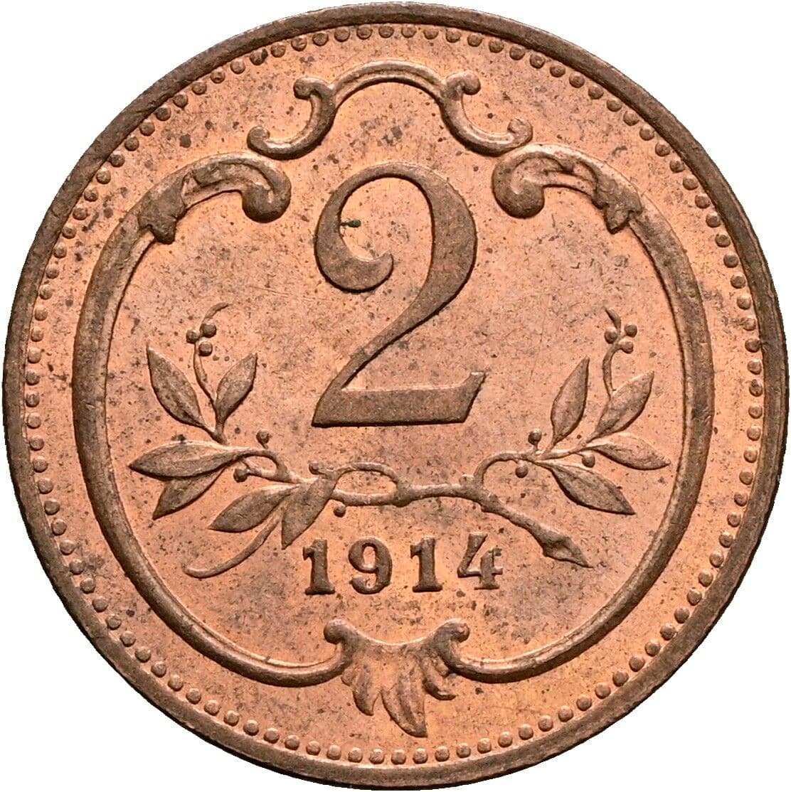 2 Heller Franz Joseph I. 1848-1916 1914 – Vorderseite