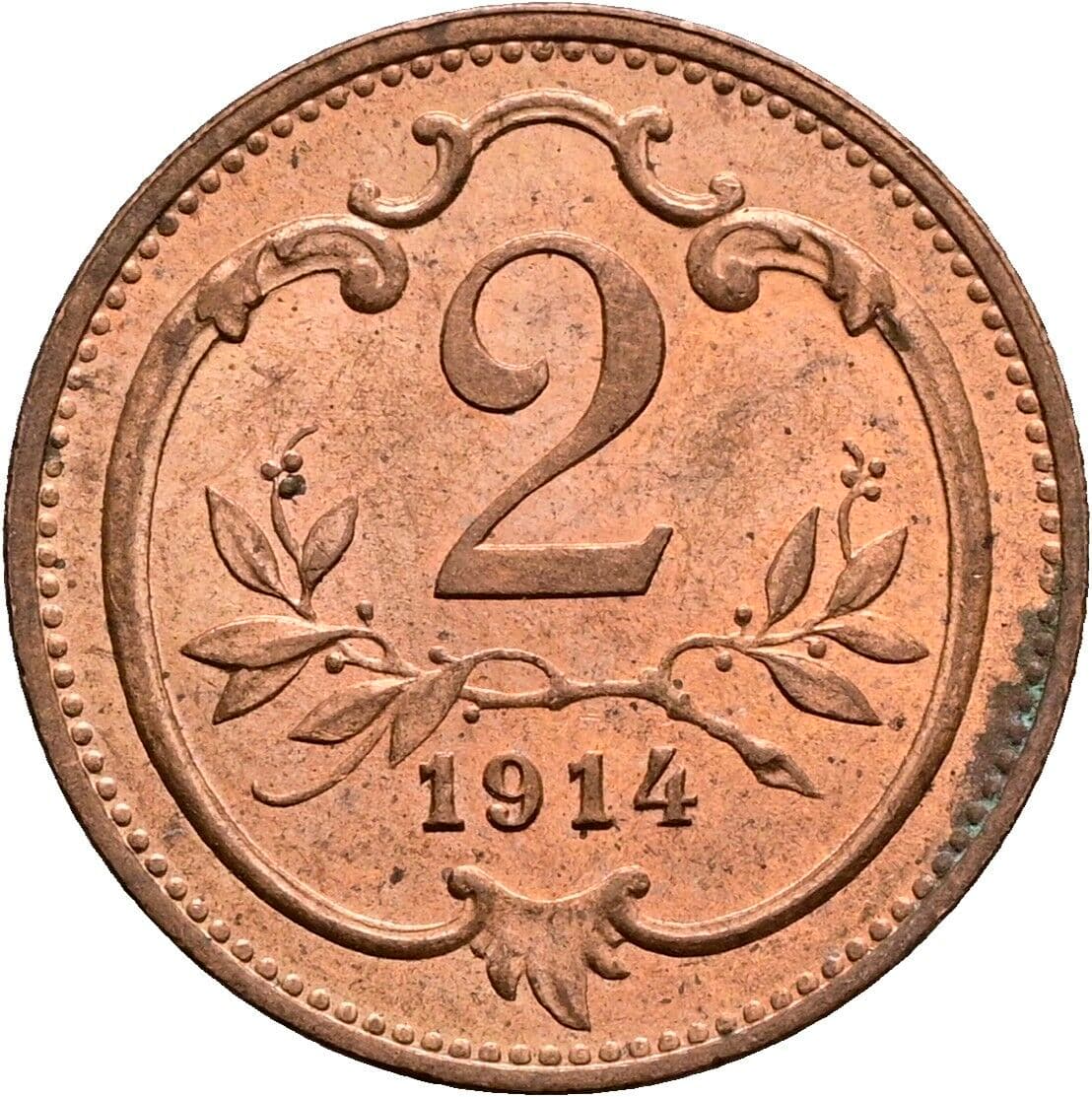 2 Heller Franz Joseph I. 1848-1916 1914 – Vorderseite