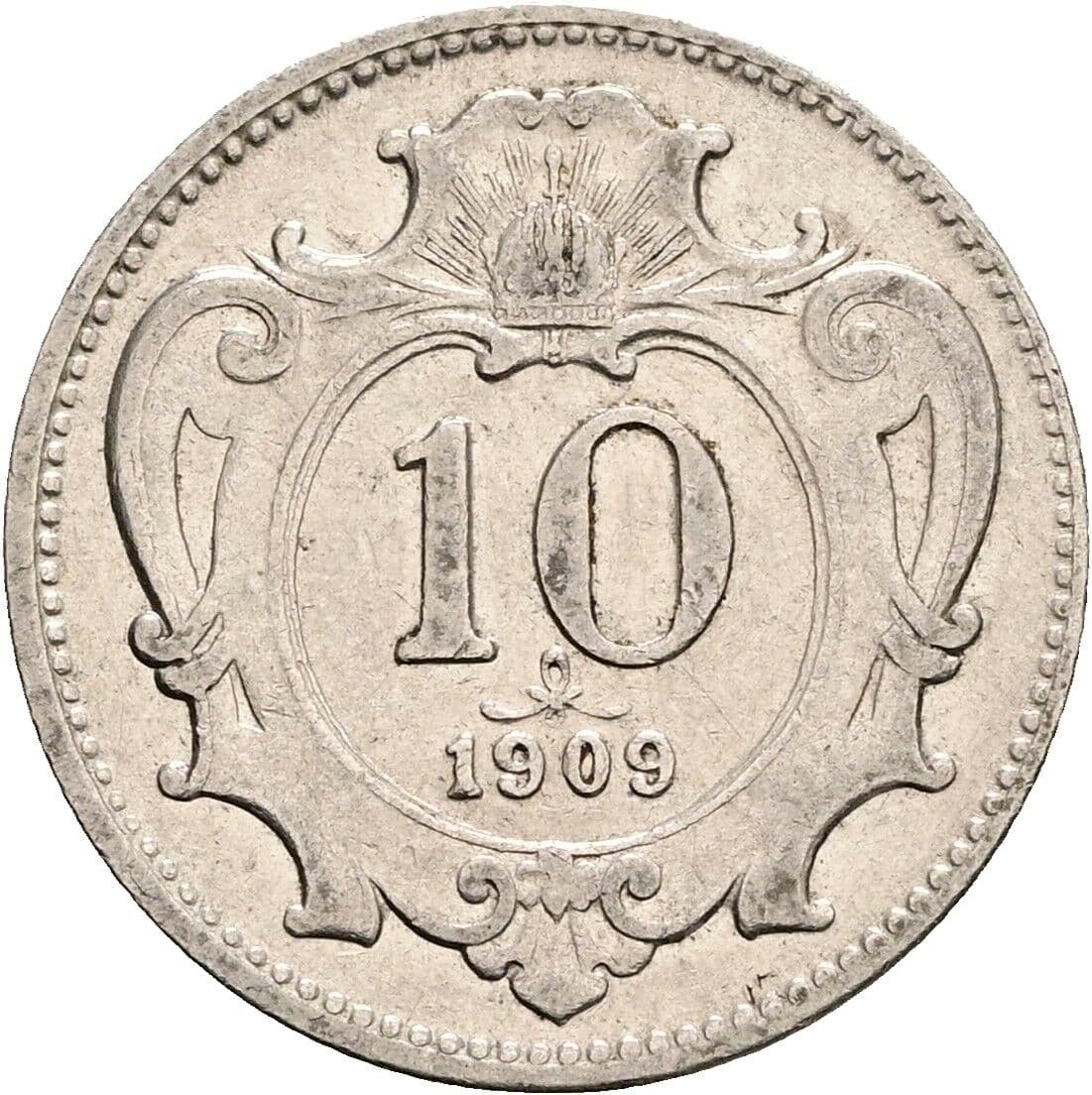 10 Heller Franz Joseph I. 1848-1916 1909 – Vorderseite