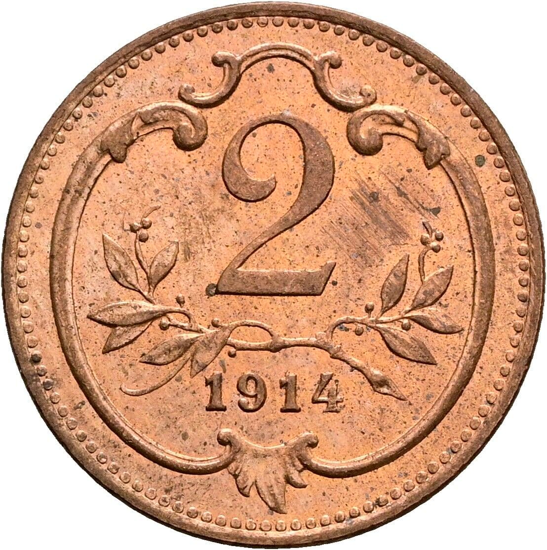2 Heller Franz Joseph I. 1848-1916 1914 – Vorderseite