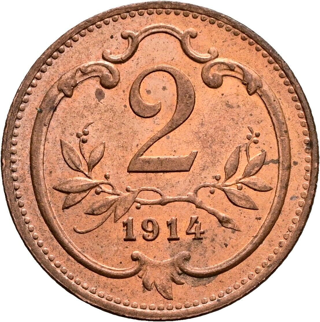 2 Heller Franz Joseph I. 1848-1916 1914 – Vorderseite
