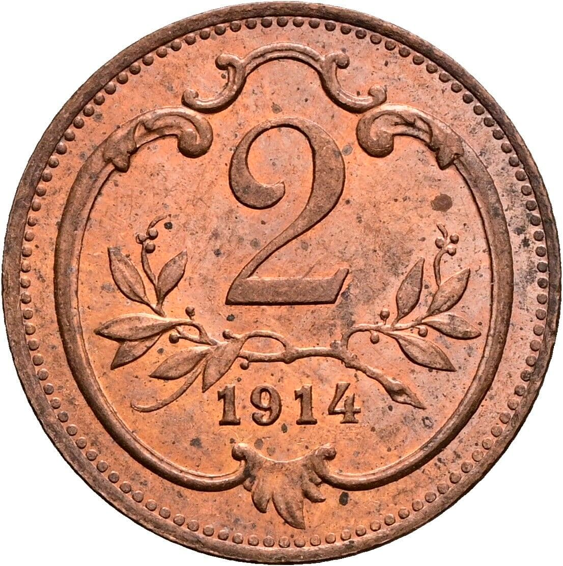 2 Heller Franz Joseph I. 1848-1916 1914 – Vorderseite