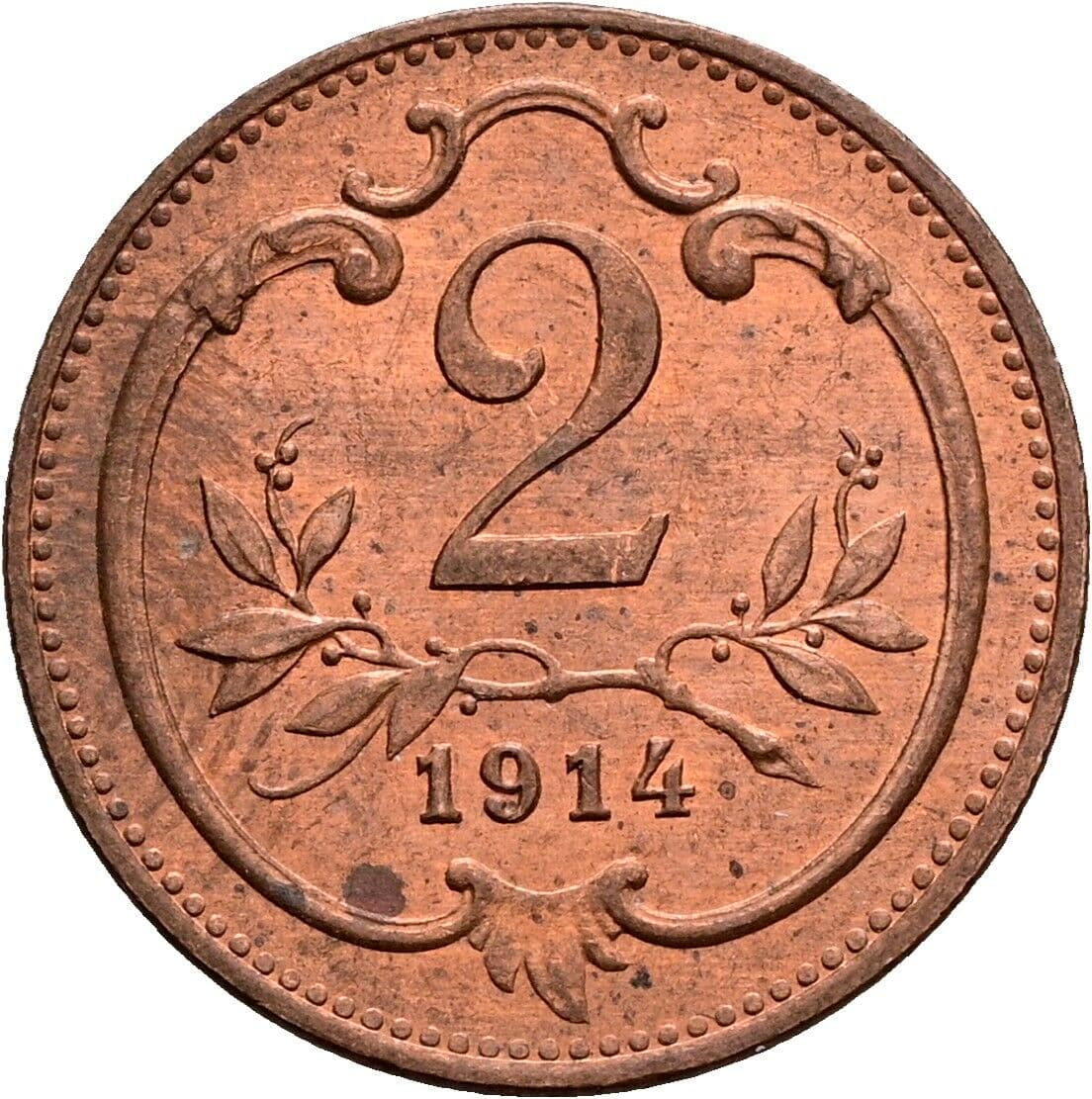 2 Heller Franz Joseph I. 1848-1916 1914 – Vorderseite