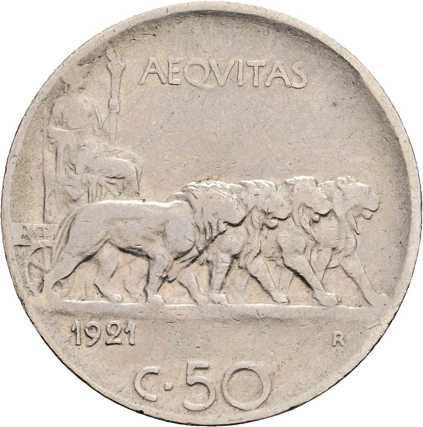50 Centesimi Vittorio Emanuele III. 1900-1946 1921 – Rückseite