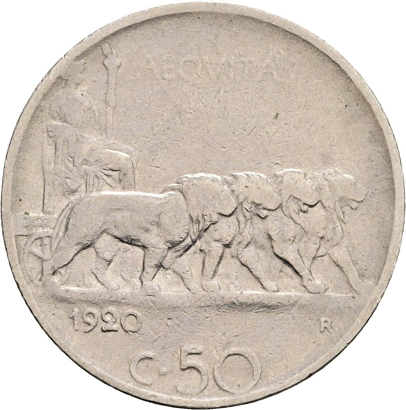50 Centesimi Vittorio Emanuele III. 1900-1946 1920 – Rückseite