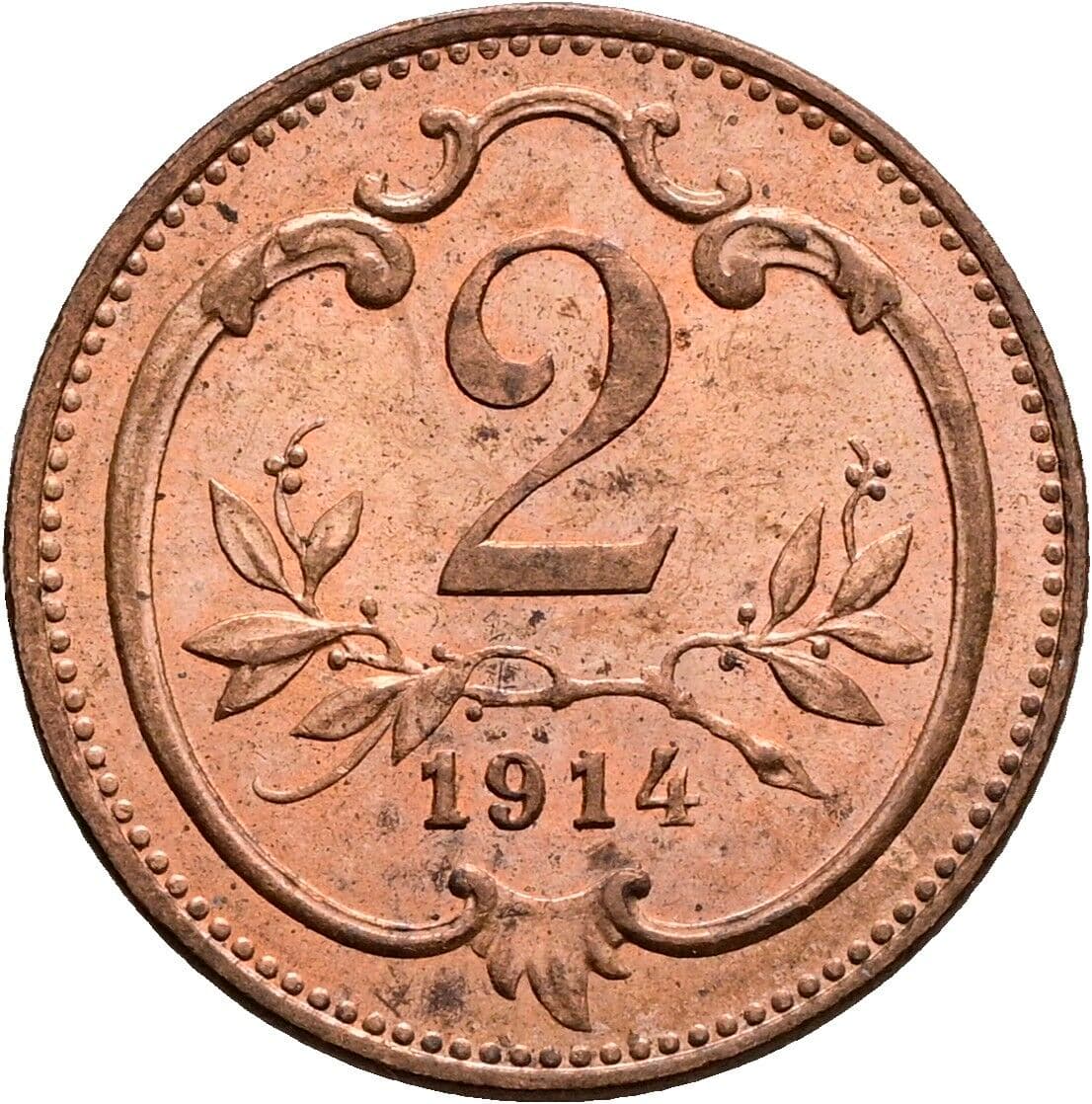 2 Heller Franz Joseph I. 1848-1916 1914 – Vorderseite