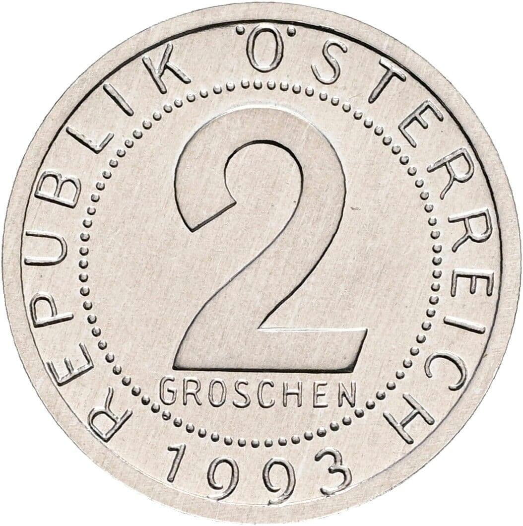 2 Groschen 1993 – Vorderseite