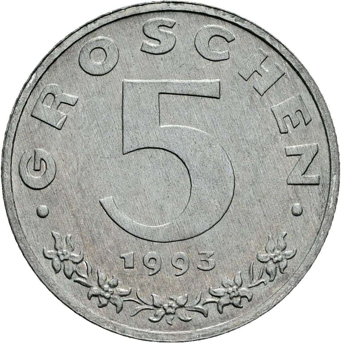 5 Groschen 1993 – Vorderseite