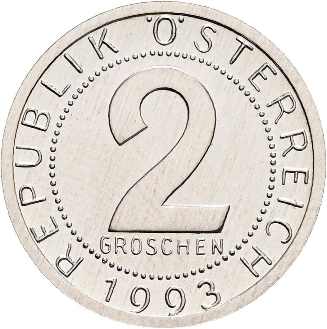 2 Groschen 1993 – Vorderseite