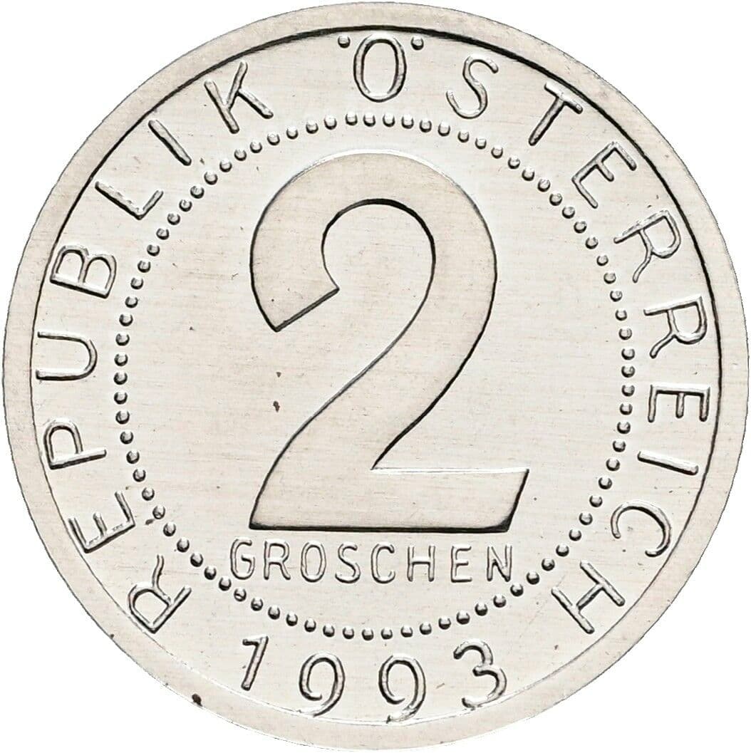 2 Groschen 1993 – Vorderseite