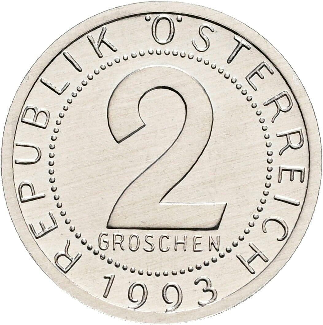 2 Groschen 1993 – Vorderseite