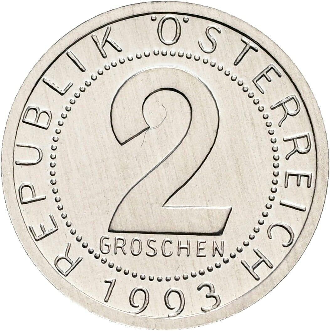 2 Groschen 1993 – Vorderseite