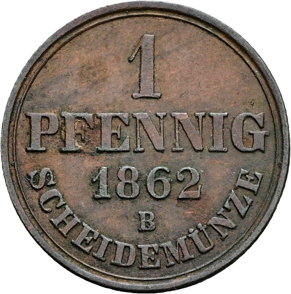 1 Pfennig Georg V. 1851-1866 1862 B – Vorderseite