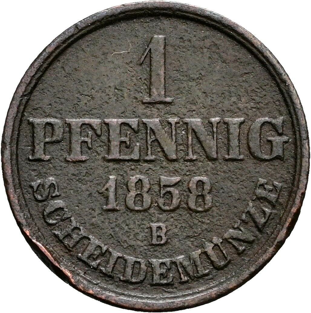 1 Pfennig Georg V. 1851-1866 1858 B – Vorderseite