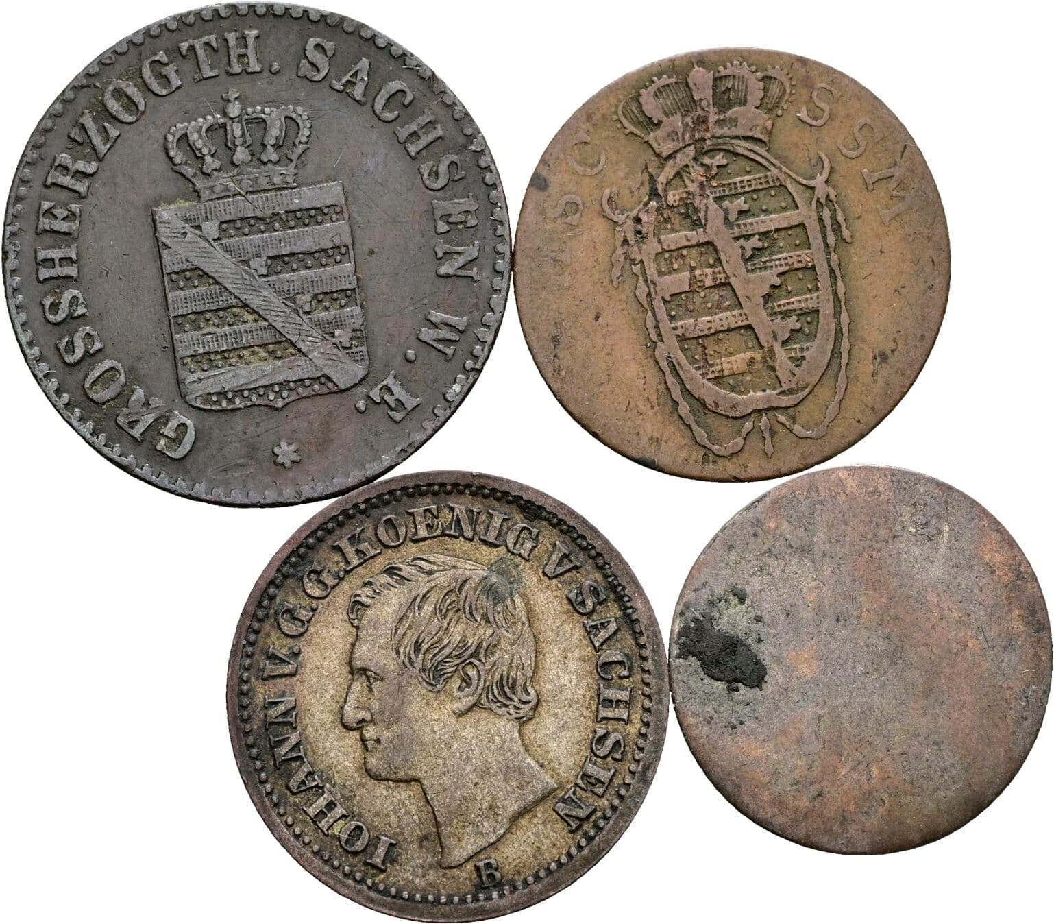 Lot 4 Stück Kupfer Kleinmünzen – Rückseite