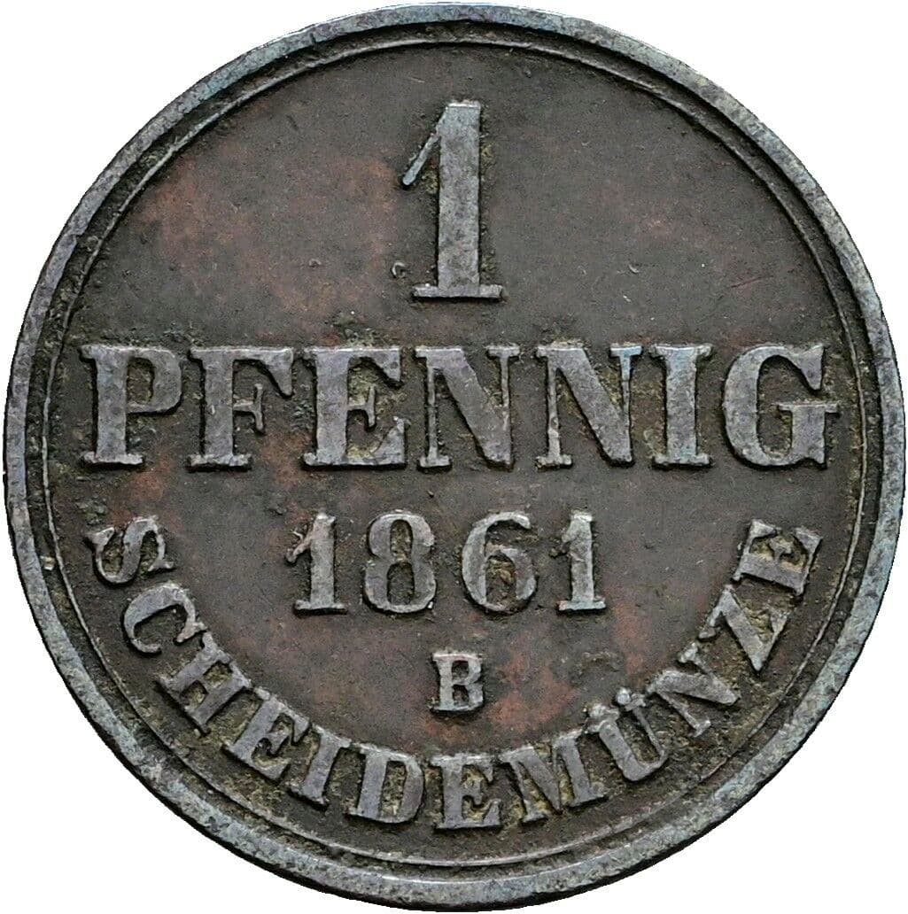 1 Pfennig Georg V. 1851-1866 1861 B – Vorderseite