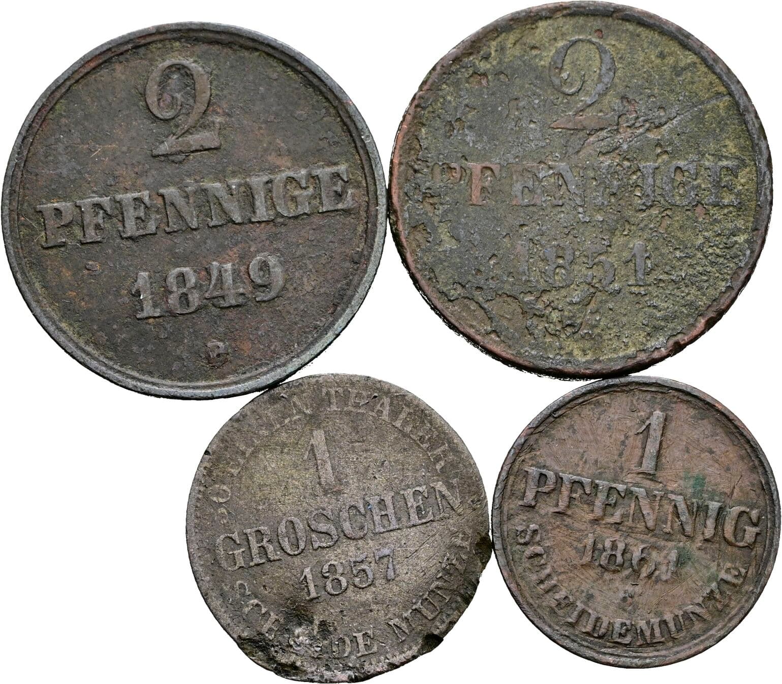 Lot 4 Stück Kupfer Kleinmünzen