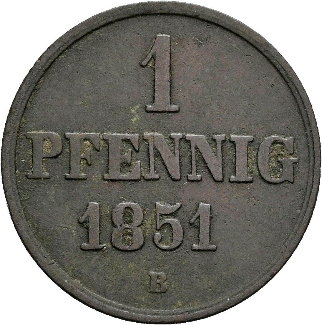 1 Pfennig Georg V. 1851-1866 1851 B – Vorderseite