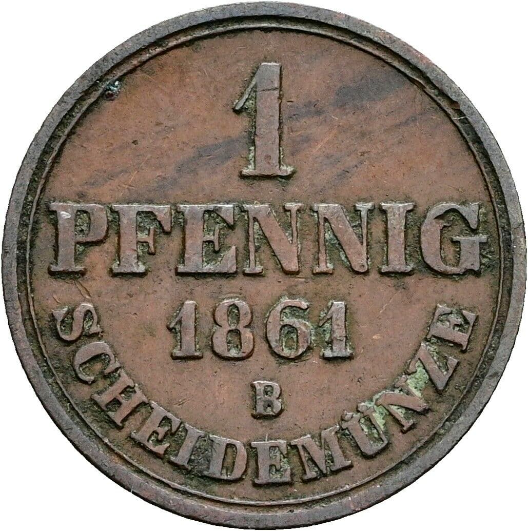 1 Pfennig Georg V. 1851-1866 1862 B – Vorderseite