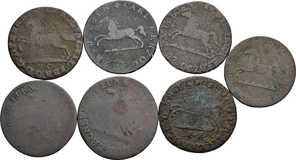 Lot 7 Stück Pfennige – Rückseite