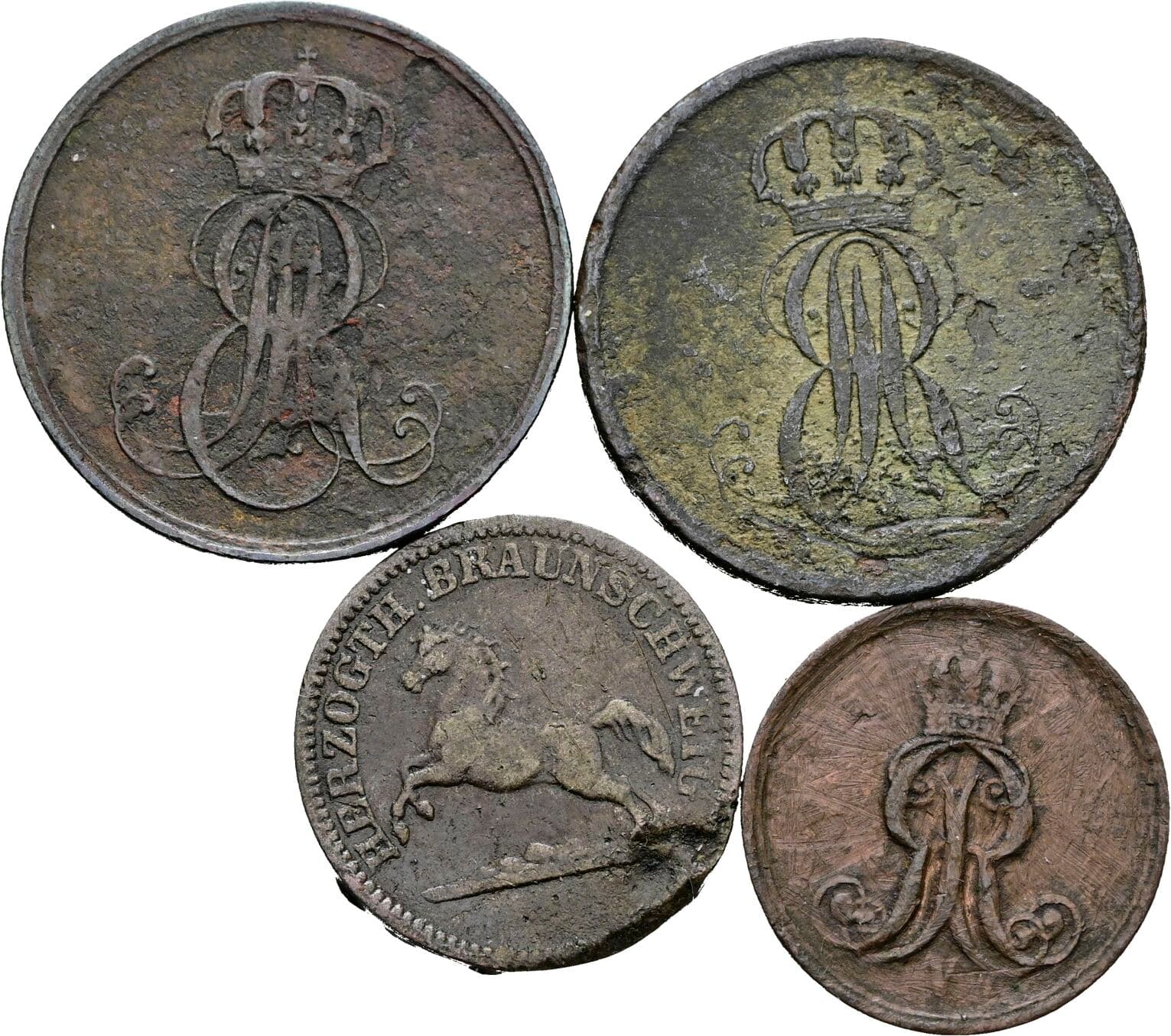 Lot 4 Stück Kupfer Kleinmünzen