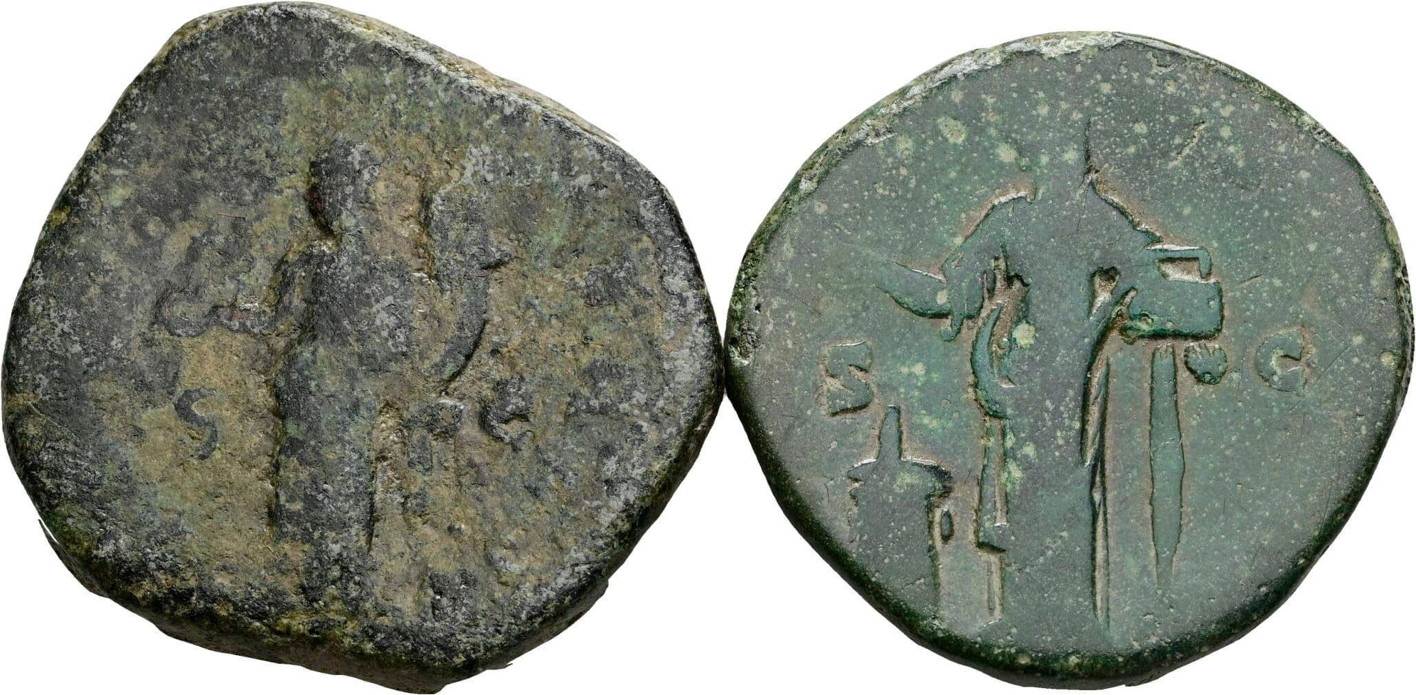 Lot 2 Stück Bronzemünzen – Rückseite