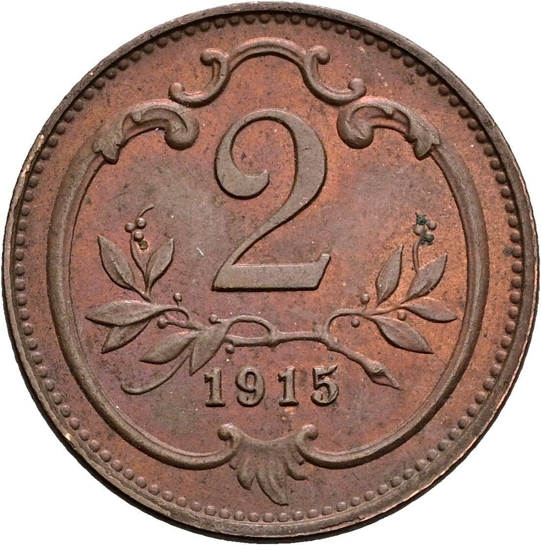 2 Heller Franz Joseph I. 1848-1916 1915 – Vorderseite