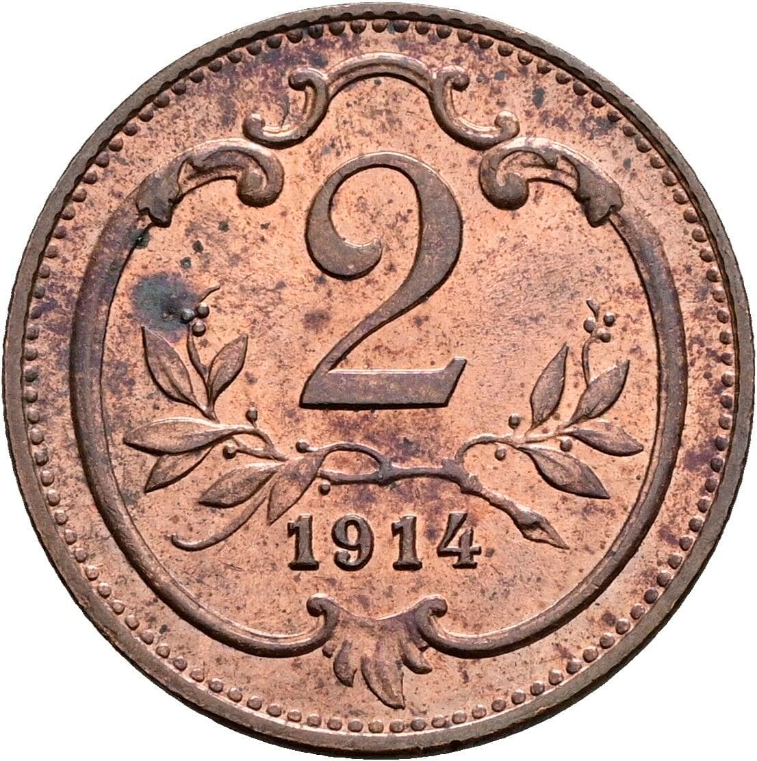 2 Heller Franz Joseph I. 1848-1916 1914 – Vorderseite