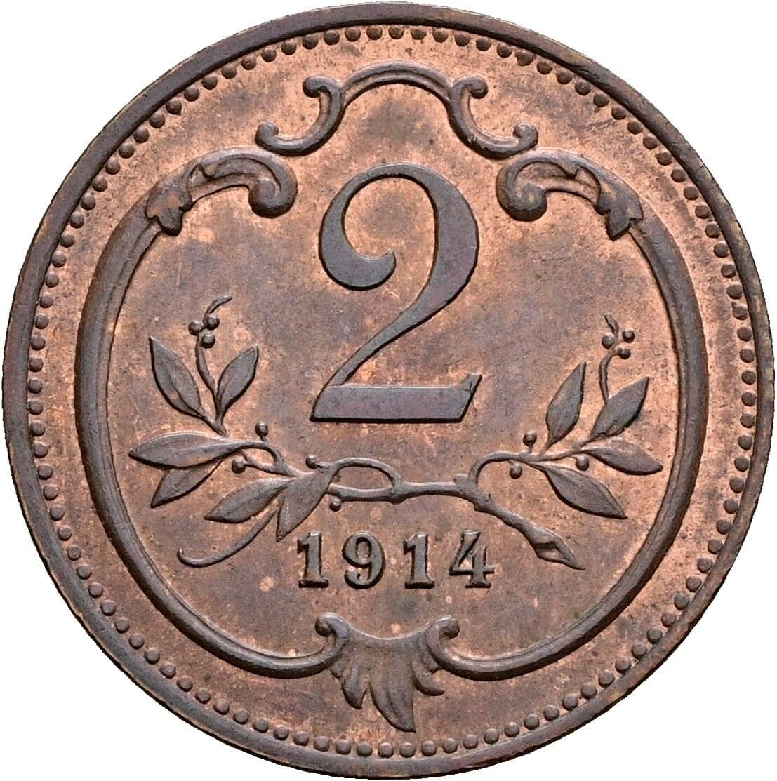 2 Heller Franz Joseph I. 1848-1916 1914 – Vorderseite