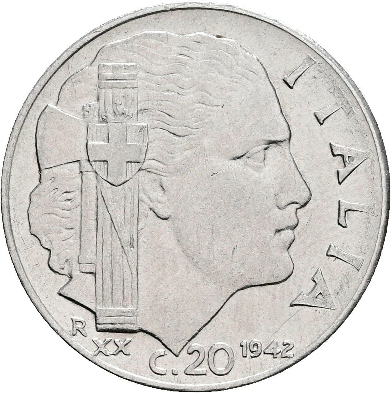 20 Centesimi Victor Emmanuel III. (1900-1946) 1942 – Vorderseite