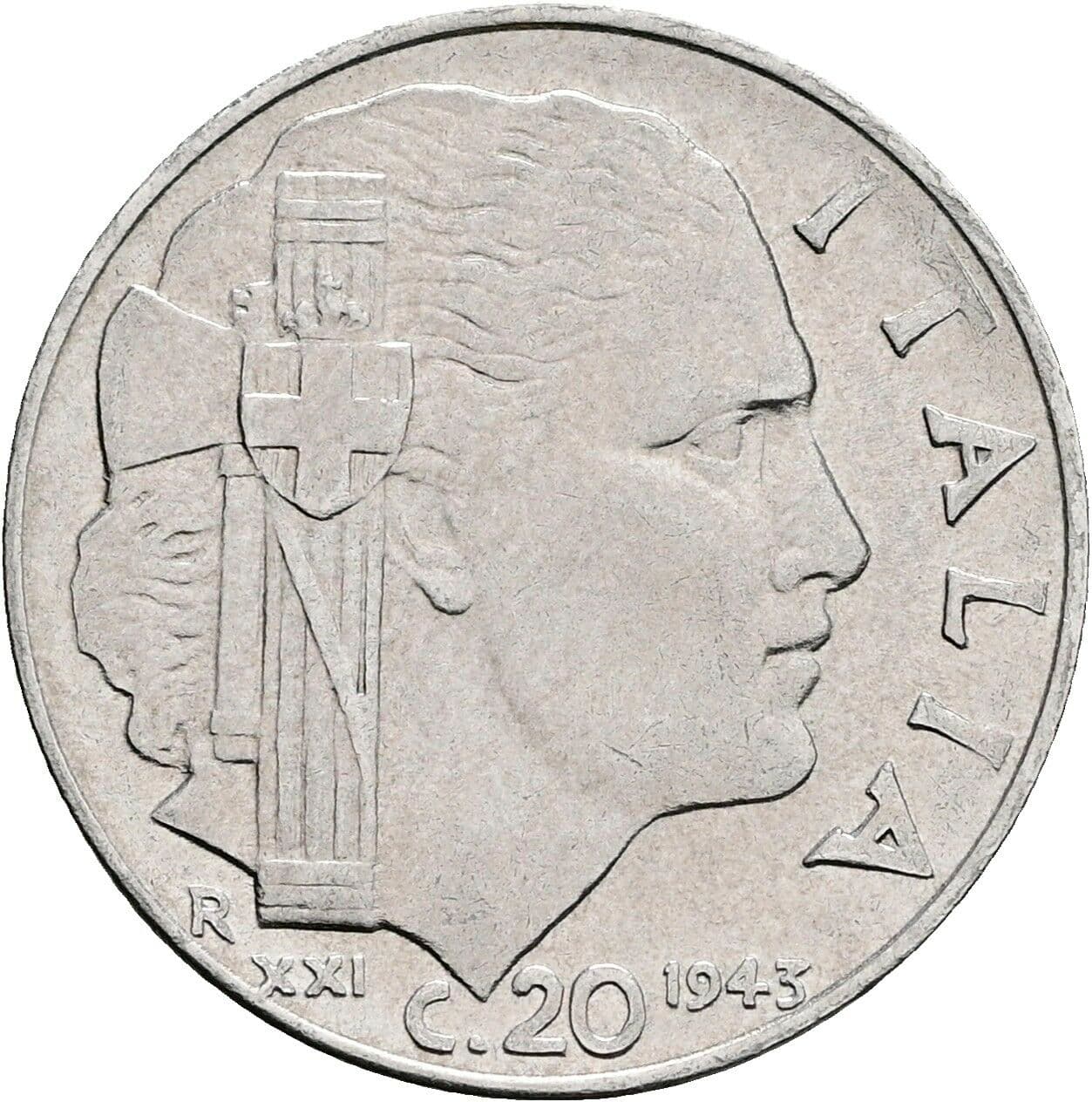 20 Centesimi Victor Emmanuel III. (1900-1946) 1943 – Rückseite