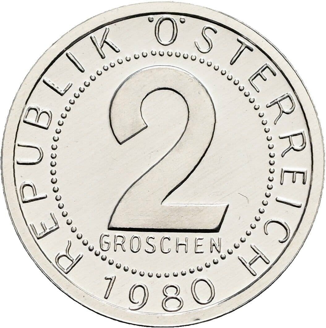 2 Groschen 1980 – Vorderseite