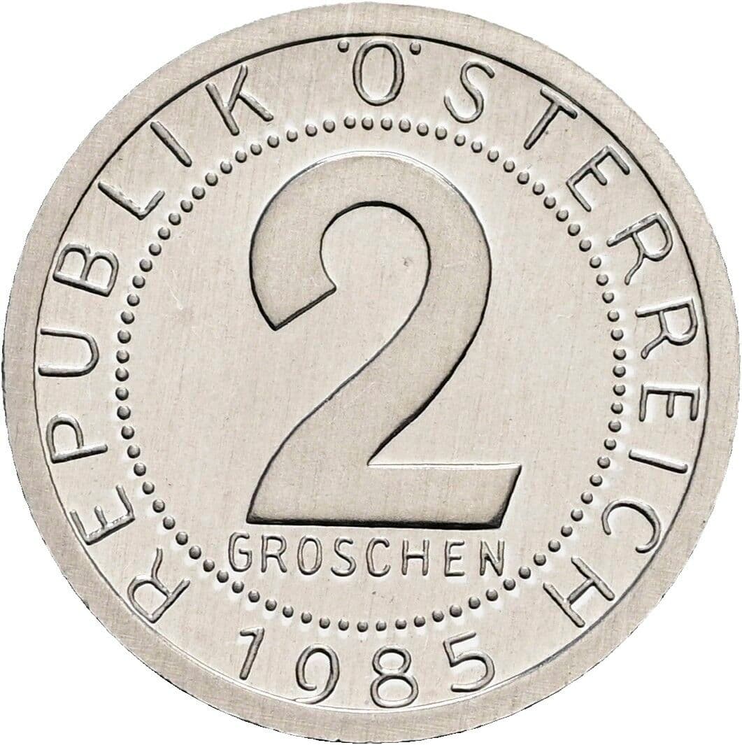 2 Groschen 1985 – Vorderseite