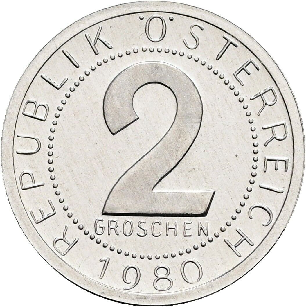 2 Groschen 1980 – Vorderseite