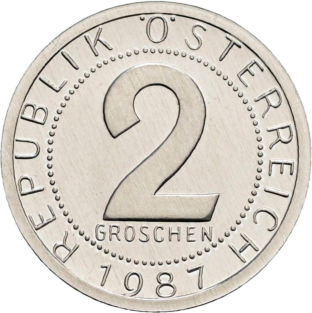 2 Groschen 1987 – Vorderseite