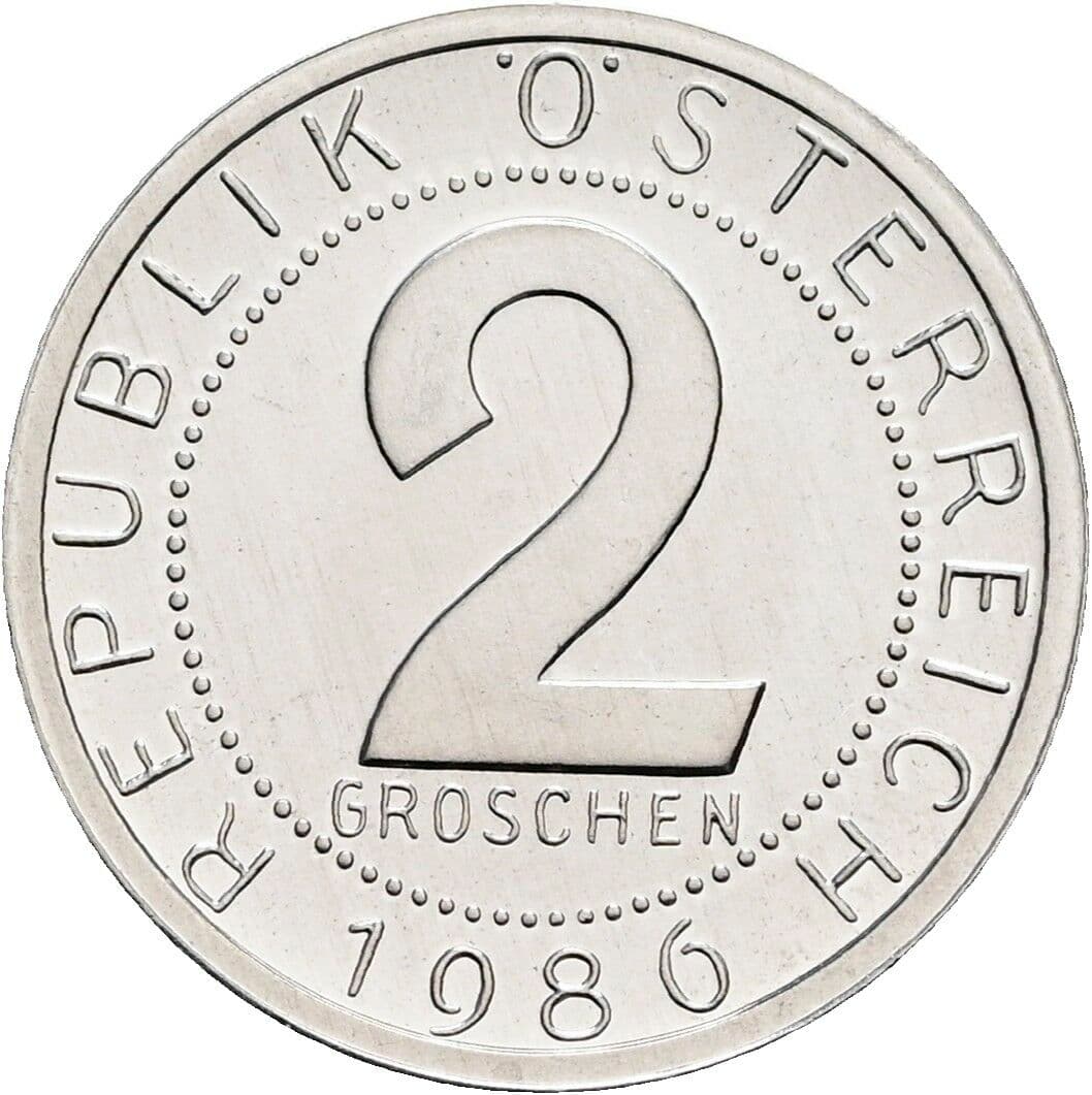 2 Groschen 1986 – Vorderseite