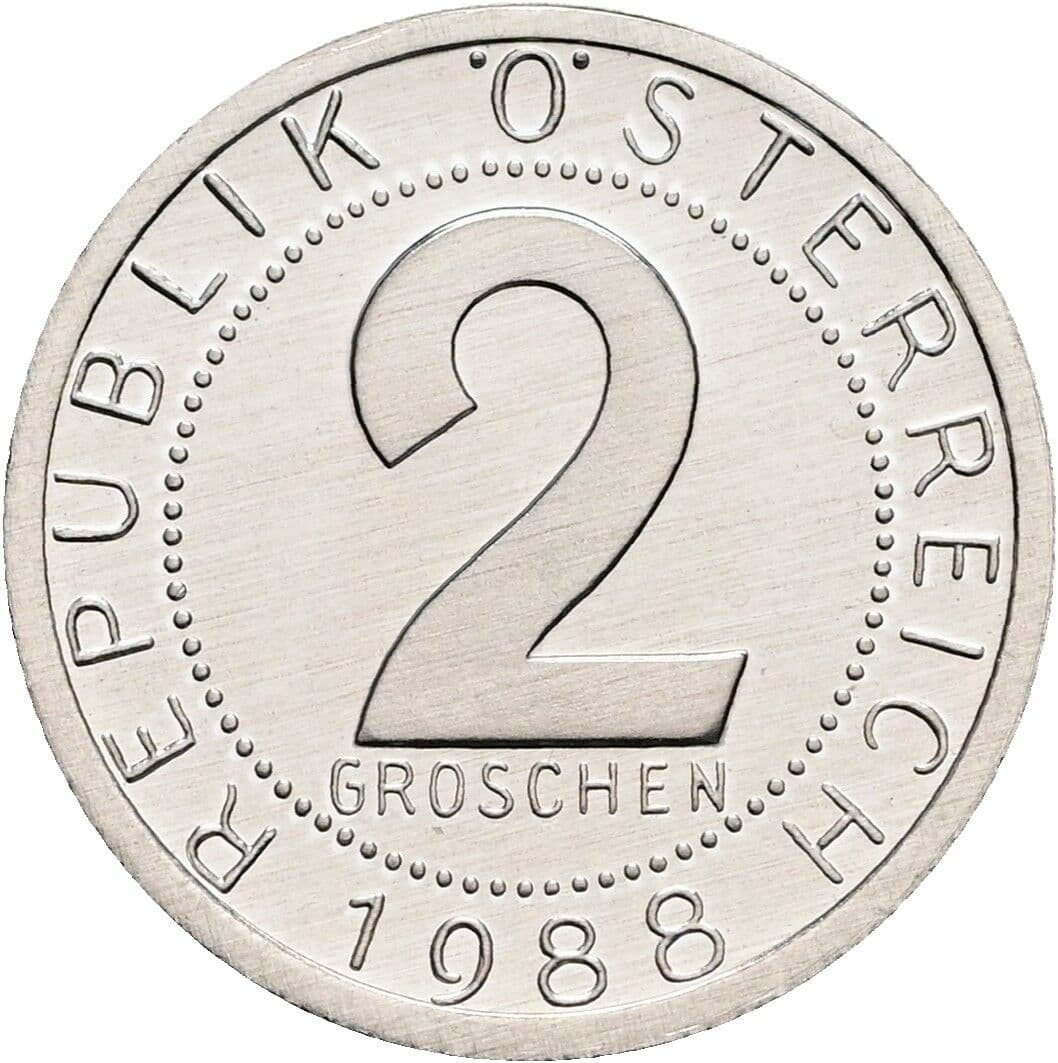 2 Groschen 1988 – Vorderseite