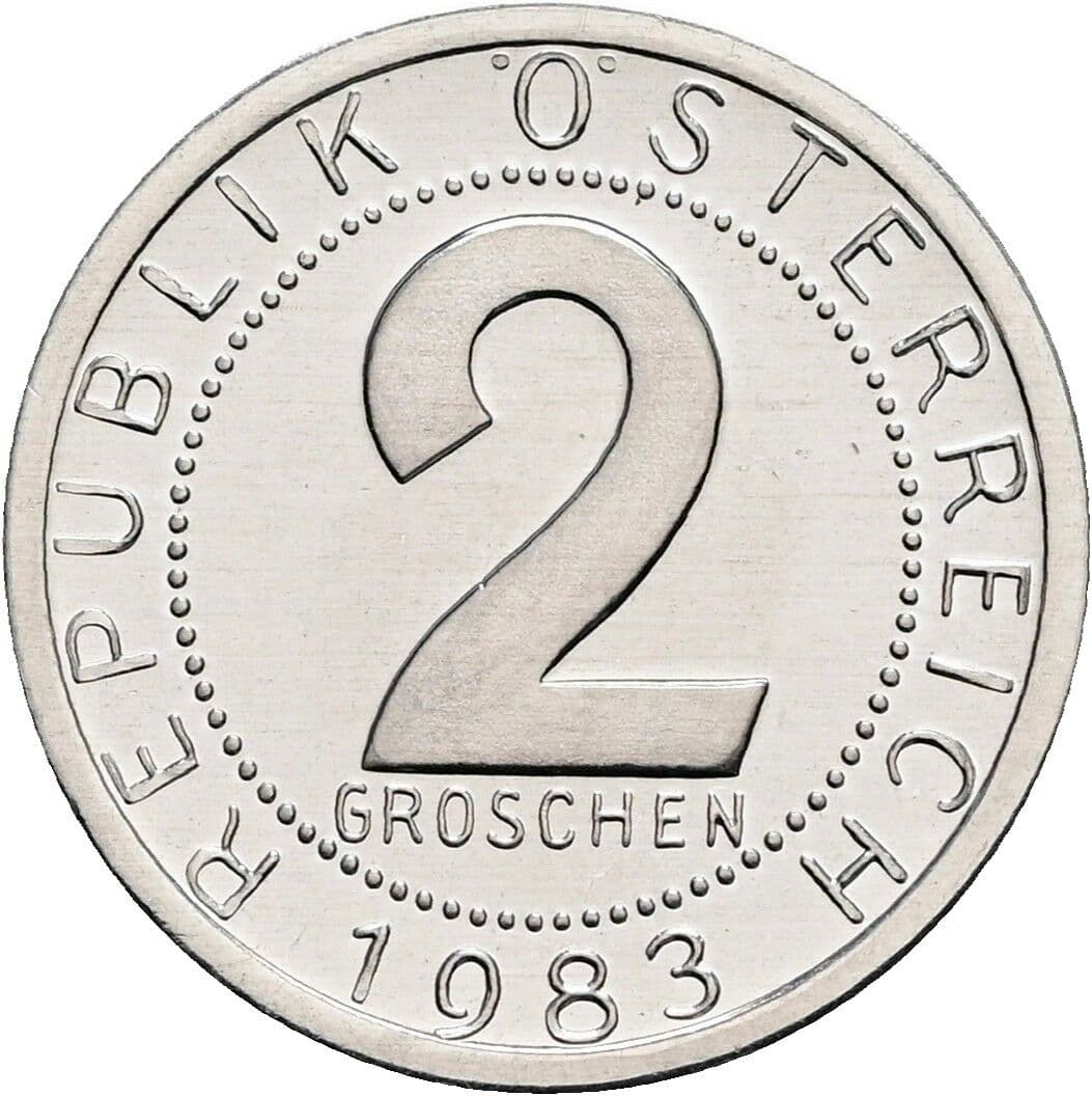 2 Groschen 1983 – Vorderseite