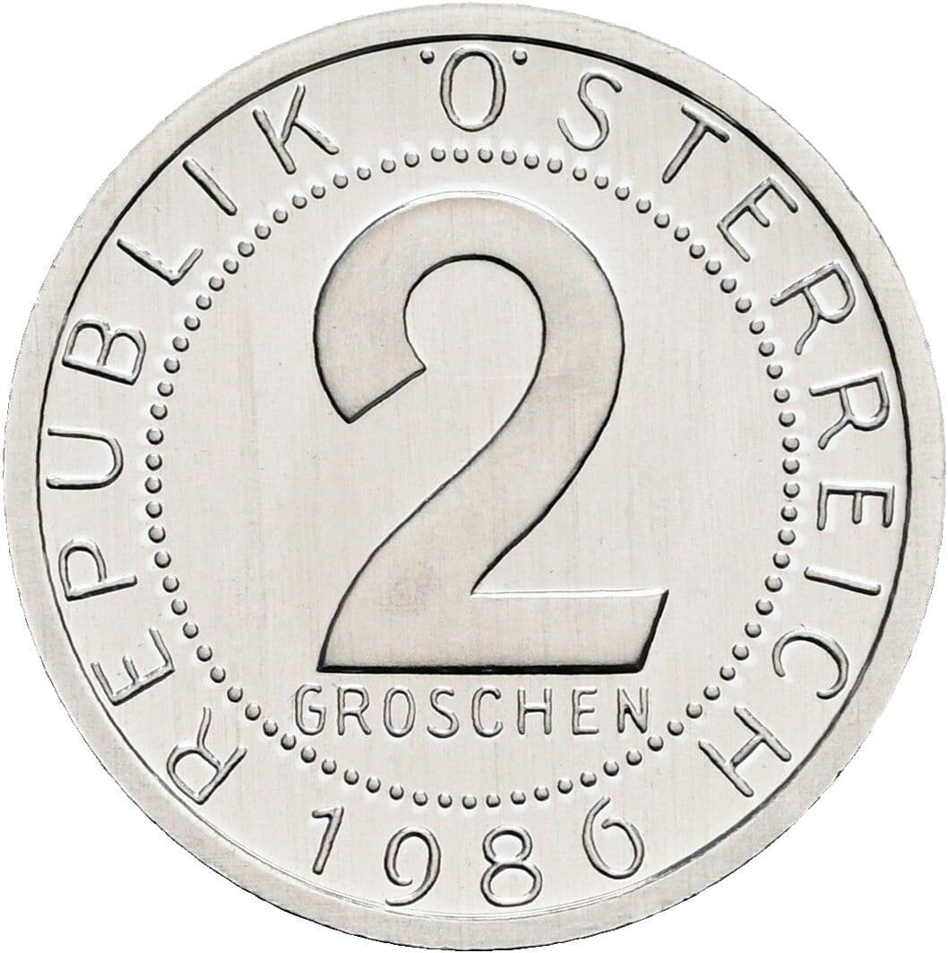 2 Groschen 1986 – Vorderseite