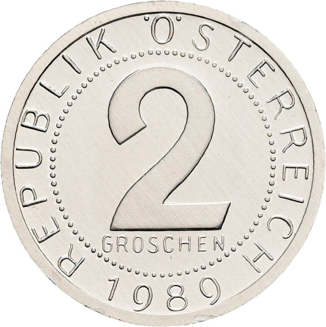 2 Groschen 1989 – Vorderseite