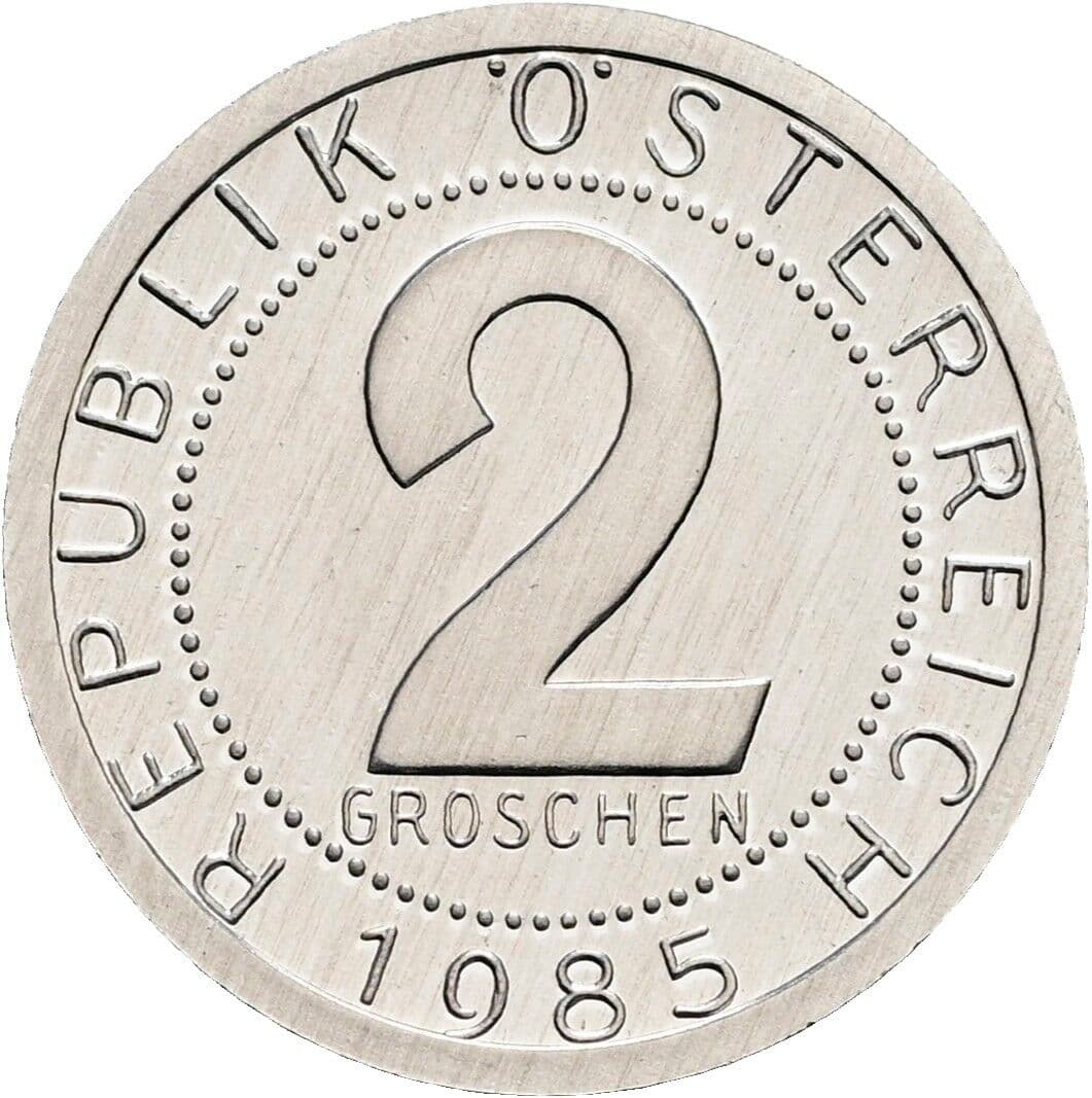 2 Groschen 1985 – Vorderseite