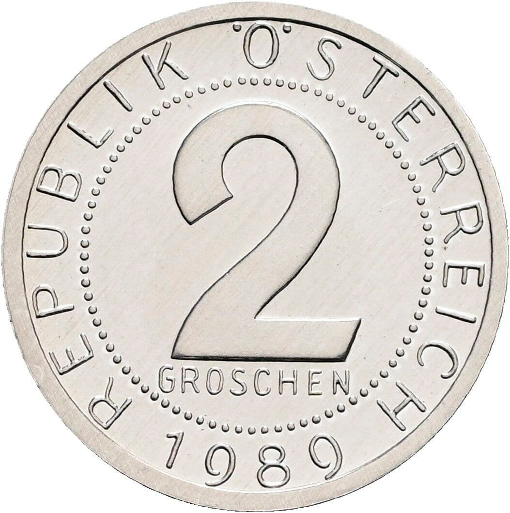 2 Groschen 1989 – Vorderseite