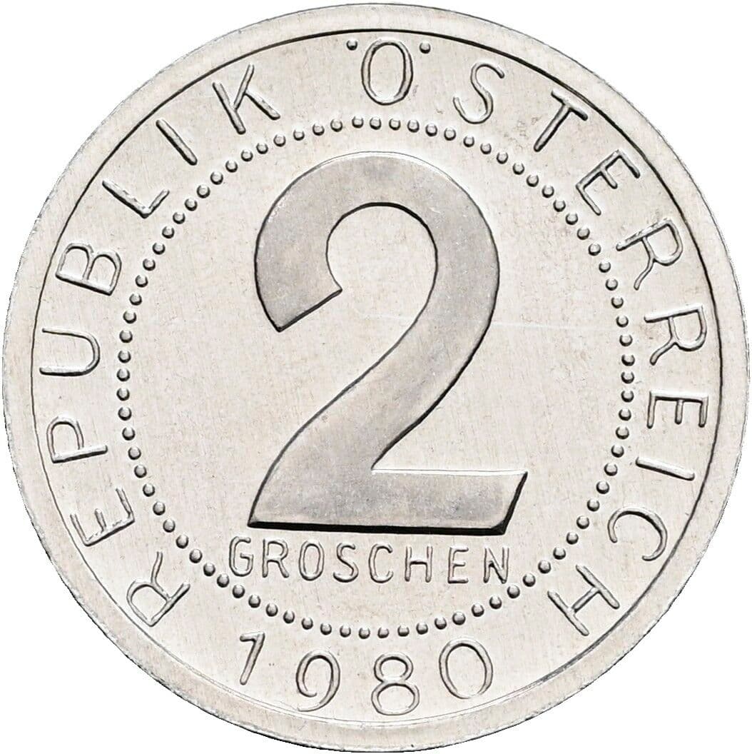 2 Groschen 1980 – Vorderseite