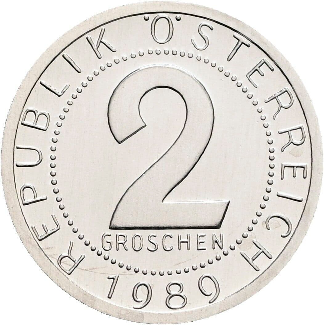 2 Groschen 1989 – Vorderseite