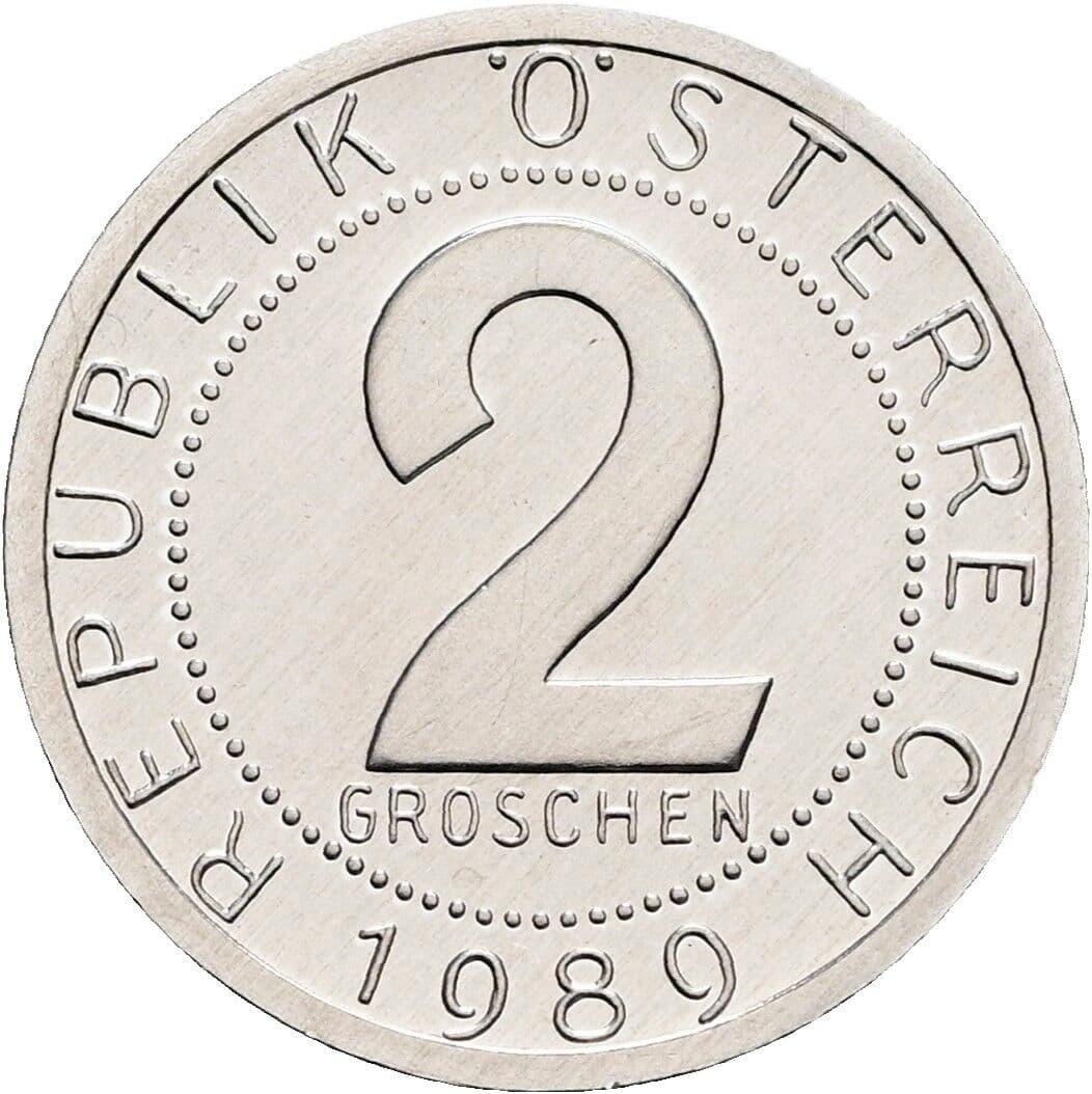2 Groschen 1989 – Vorderseite