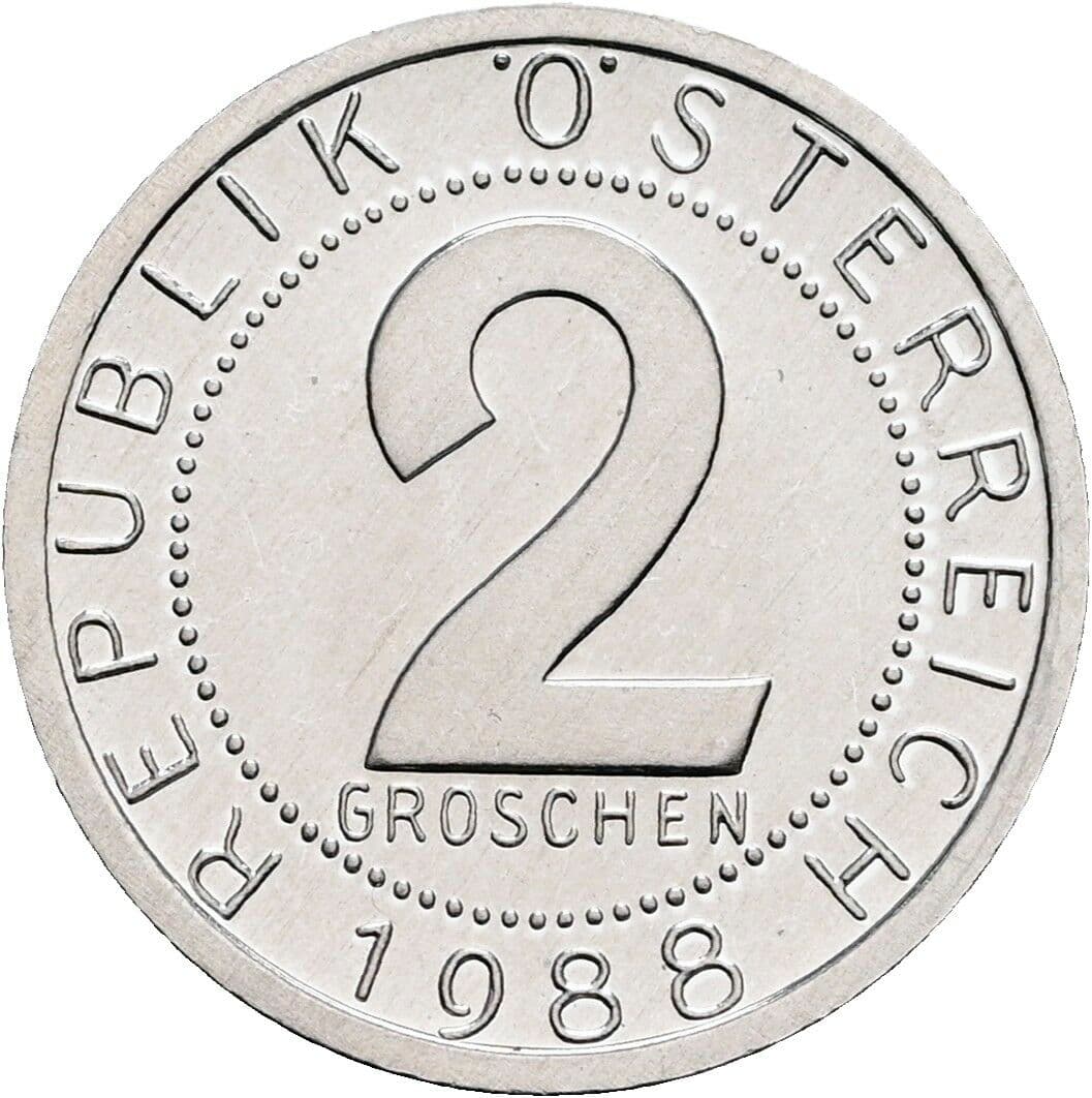 2 Groschen 1988 – Vorderseite