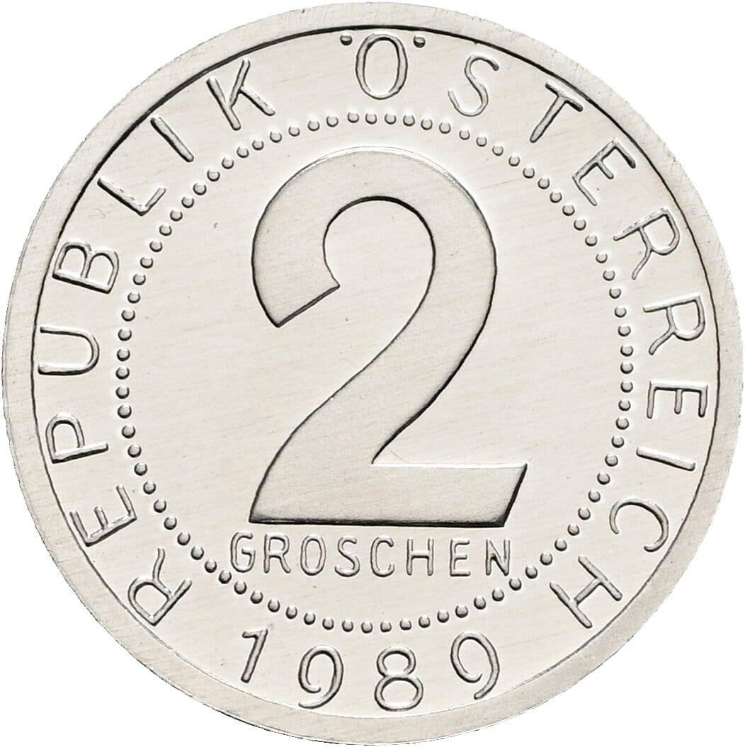 2 Groschen 1989 – Vorderseite