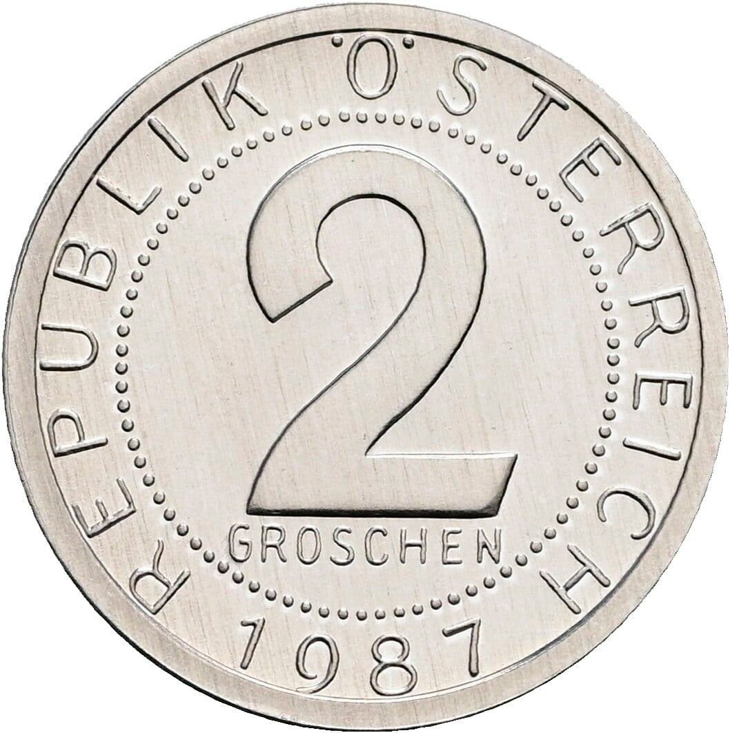 2 Groschen 1987 – Vorderseite